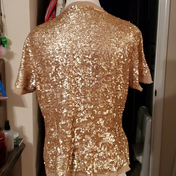 BEBE Gold sequin Cardigan size L(M) - Picture 2 of 5
